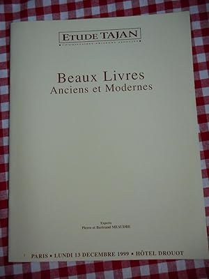 Image du vendeur pour Catalogue de vente - Drouot - Beaux livres anciens et moderne - lundi 13 decembre 1999 mis en vente par Frederic Delbos