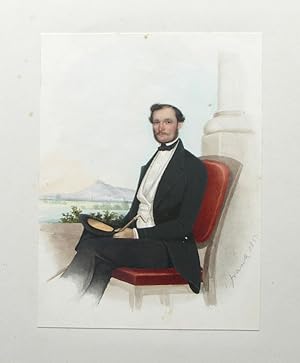 Porträt eines vornehmen Herren in Frack. Aquarell, signiert und datiert