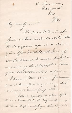 AUTOGRAPH LETTER TO GENERAL HORATIO WRIGHT SIGNED BY AMERICAN LAWYER SIMON STEVENS.
