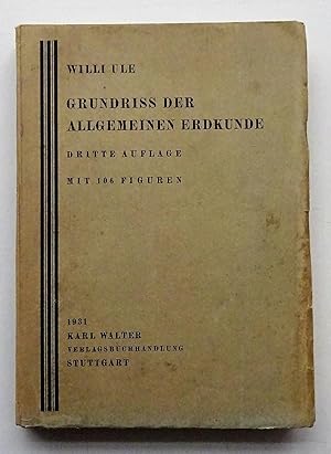 Bild des Verkufers fr Grundri der allgemeinen Erdkunde. Mit 106 Textfiguren. zum Verkauf von Der Buchfreund