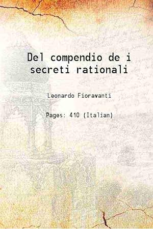 Imagen del vendedor de Del compendio de i secreti rationali 1564 a la venta por Gyan Books Pvt. Ltd.