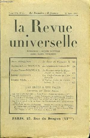 Image du vendeur pour LA REVUE UNIVERSELLE TOME 70 N10 - Jean FONTENOY. Le Songe du Voyageur. I.Jrme et Jean THARAUD. Les Grains de la Grenade. IV.Paule-Henry BORDEAUX. La Dernire anne de Marie-Stuart en cosse. II. Lucien REBATET. Les Chefs-d'oeuvre mis en vente par Le-Livre