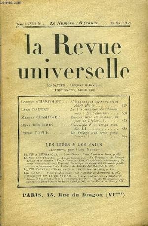 Image du vendeur pour LA REVUE UNIVERSELLE TOME 73 N4 - Robert d HARCOURT. L'piscopat autrichien et Adolf Hitler. Lon DAUDET. La Vie orageuse de Clemenceau : La Calomnie.Marcel CHAMINADE. Europe, unie ou dsunie, en face de l'Islam. I. Ren BENJAMIN. mis en vente par Le-Livre