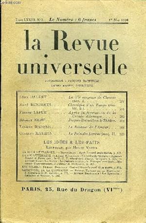 Image du vendeur pour LA REVUE UNIVERSELLE TOME 73 N3 - Lon DAUDET. La Vie orageuse de Clemenceau. I. Ren BENJAMIN. Chronique d'un Temps troubl. III. Pierre LAFUE. Aprs la formation de la Grande Allemagne. Robert KEMP. Jacques Bainviile et le Thtre. mis en vente par Le-Livre