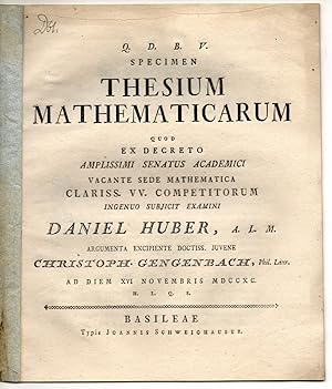 Specimen Thesium Mathematicarum.