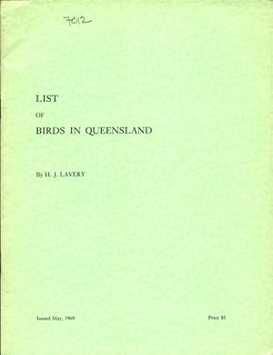 Seller image for List of birds in Queensland. for sale by Andrew Isles Natural History Books