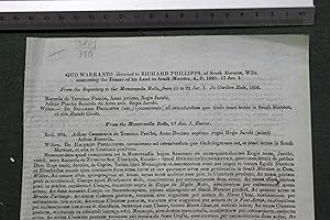 Quo warranto directed to Richard Phillipps of South Marston, Wilts concerning the tenure of his l...