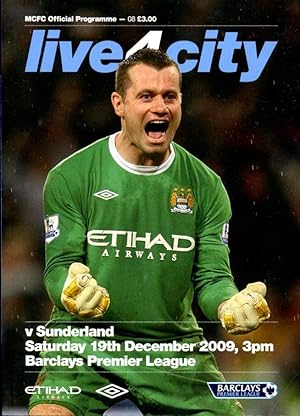 MCFC Official Programme : v Sunderland - Saturday 19 December 2009