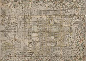 Seller image for Shinsen zoho Kyo oezu (A newly revised map of Kyoto & its surroundings) hand-coloured, woodblock printed map for sale by Hnersdorff Rare Books ABA ILAB