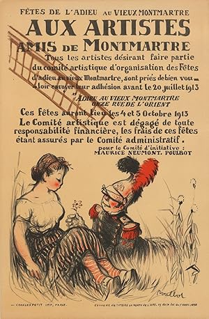 Aux artistes amis de Montmartre. Fêtes de l'adieu au vieux Montmartre. 4 et 5 Octobre 1913 (poster)