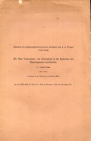 Seller image for XV.ber Vorkommen von Chlorophyll in der Epidermis der for sale by Clivia Mueller