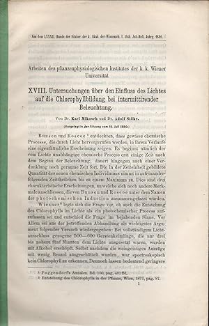 Bild des Verkufers fr XVIII. Untersuchungen ber den Einfluss des Lichtes auf die zum Verkauf von Clivia Mueller