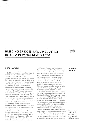 Seller image for Building Bridges: Law and Justice Reform in Papua New Guinea (State, society and governance in Melanesia discussion paper, 02/2) for sale by Masalai Press