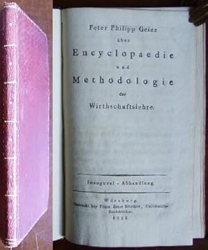 Encyclopaedie und Methodologie der Wirthschaftslehre. : Inaugural-Abhandlung.