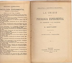 Seller image for LA CRISIS DE LA PSICOLOGIA EXPERIMENTAL (EL PRESENTE Y EL PORVENIR) for sale by Libreria 7 Soles
