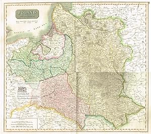 Poland as Divided. Große Landkarte Polens nach der Teilung am Ende der Napoleonischen Kriege mit ...