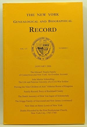 Imagen del vendedor de The New York Genealogical and Biographical Record, Volume 137, Number 1 (January 2006) a la venta por Cat's Cradle Books