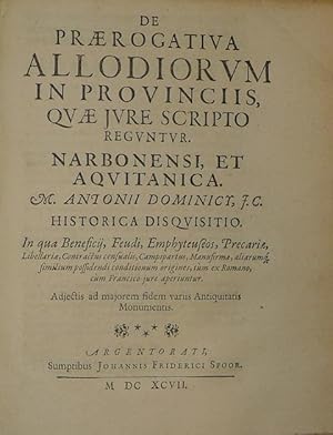 Image du vendeur pour De Praerogativa Allodiorum In Provinciis, Quae Iure Scripto Reguntur. mis en vente par Antykwariat Wjtowicz