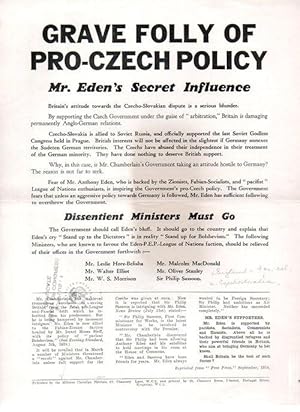 Grave Folly of Pro-Czech Policy.