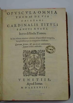Bild des Verkufers fr Opuscola omnia& in tres distincta tomos& zum Verkauf von Studio Bibliografico Benacense