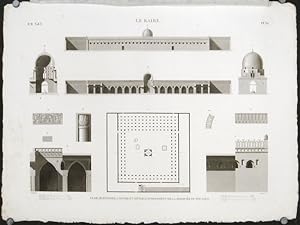 Le Kaire. Plan, Elevation, Coupes et Details d'Ornement de la Mosquee de Touloun.