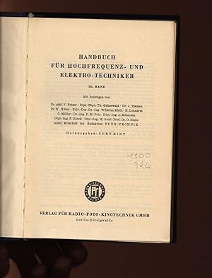 Image du vendeur pour Handbuch fr Hochfrequenz- und Elektro-Techniker. III. Band. mis en vente par Antiquariat Bookfarm