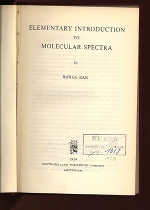 Seller image for Elementary Introduction to Molecular Spectra. for sale by Antiquariat Bookfarm