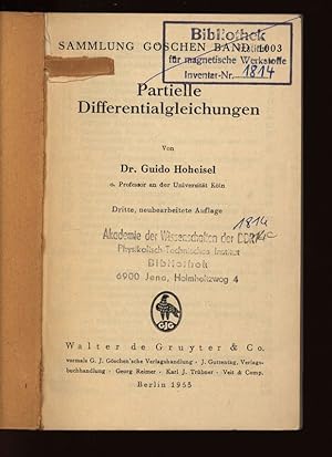 Bild des Verkufers fr Partielle Differentialgleichungen. Sammlung Gschen, Band 1003. zum Verkauf von Antiquariat Bookfarm