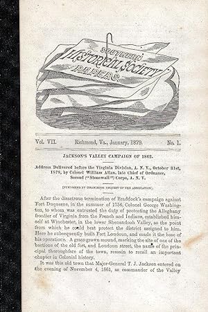 Imagen del vendedor de SOUTHERN HISTORICAL SOCIETY PAPERS. VOLUME VII. NO. 1, JANUARY, 1879. a la venta por Legacy Books