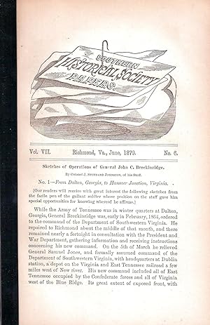 Imagen del vendedor de SOUTHERN HISTORICAL SOCIETY PAPERS. VOLUME VII. NO. 6, JUNE, 1879. a la venta por Legacy Books