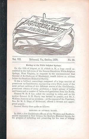 SOUTHERN HISTORICAL SOCIETY PAPERS. VOLUME VII. NO. 10, OCTOBER, 1879.