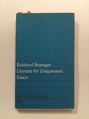 Bild des Verkufers fr Literatur fr Zeitgenossen. Essays. zum Verkauf von ANTIQUARIAT Franke BRUDDENBOOKS