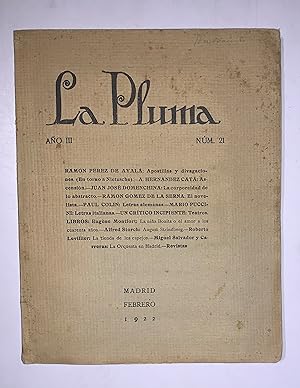 Seller image for La Pluma. Ao III, Nm 21. Febrero 1922 for sale by Librera Urbe