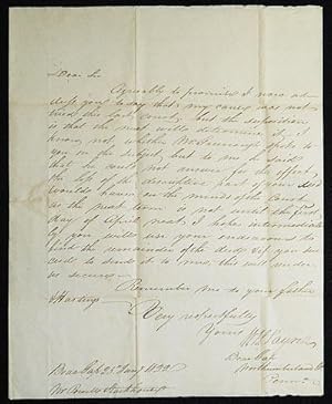 1 handwritten letter to Powell Stackhouse regarding a deed for land in Northumberland Co., Pa