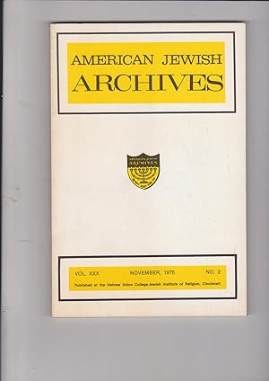 Image du vendeur pour American Jewish Archives. Volume XXX, Number 2, November 1978 mis en vente par Meir Turner