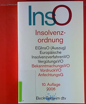 Imagen del vendedor de Insolvenzordnung. a la venta por biblion2