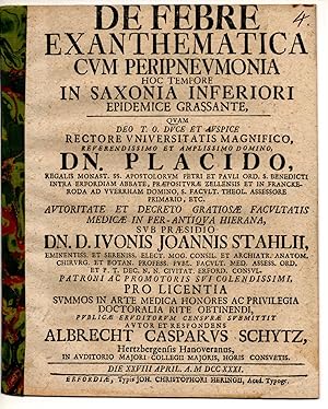 Medizinische Dissertation. De febre exanthematica cum peripneumonia : hoc tempore in Saxonia inde...