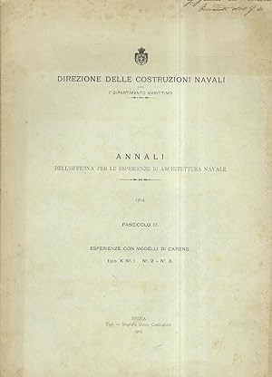 Annali dell'Officina per le esperienze di Architettura Navale. 1904. Fascicolo III: esperienze co...