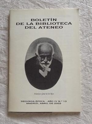 Boletín de la biblioteca del Ateneo, nº 13. Francisco Giner de los Ríos