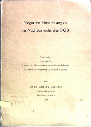 Bild des Verkufers fr Negative Einwirkungen im Nachbarrecht des BGB; Dissertation. zum Verkauf von books4less (Versandantiquariat Petra Gros GmbH & Co. KG)