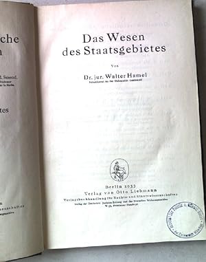 Imagen del vendedor de Das Wesen des Staatsgebietes. ffentlich-rechtliche Abhandlungen. 14.Heft. a la venta por books4less (Versandantiquariat Petra Gros GmbH & Co. KG)