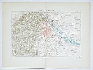 Vienne et ses environs. - Original color print of 1884. From: Reclus, Elisée; Nouvelle Géographie...