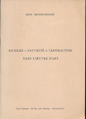 Image du vendeur pour Richesse et pauvret de l'abstraction dans l'oeuvre d'art mis en vente par LIBRAIRIE GIL-ARTGIL SARL