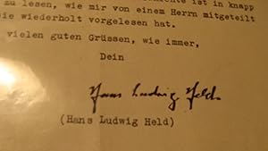 Imagen del vendedor de Maschinenschriftlicher Brief mit eigenhndiger Unterschrift vom 30. August 1949. 1 Seite mit 14 Textzeilen. a la venta por HamlehBuch