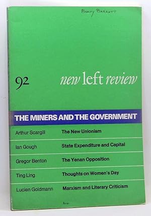 Imagen del vendedor de New Left Review 92 (July-August 1975) : The Miners and the Government a la venta por Cat's Cradle Books