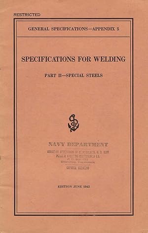 Image du vendeur pour Specifications For Welding Part II (Special Steels) mis en vente par Diatrope Books