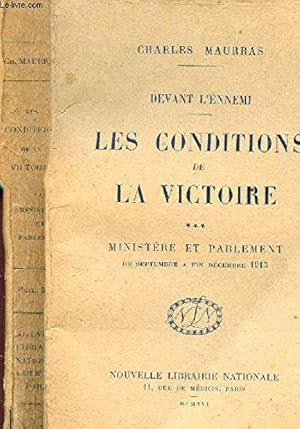 Bild des Verkufers fr Devant l'ennemi, les conditions de la victoire, tome iii, ministere et parlement, de sept. a fin dec. 1915 zum Verkauf von JLG_livres anciens et modernes