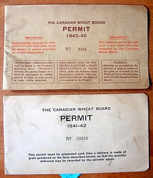 Canadian Wheat Board Permit. Two Permits, One Each From 1941-42 and 1945-46