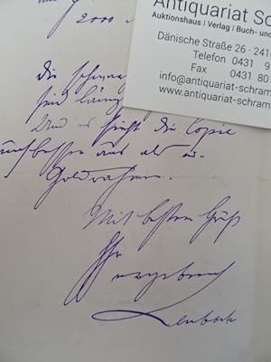 (Maler u. Professor; Schrobenhausen 1836 - 1904 München). Eigenhändiger Brief m. Unterschrift an ...
