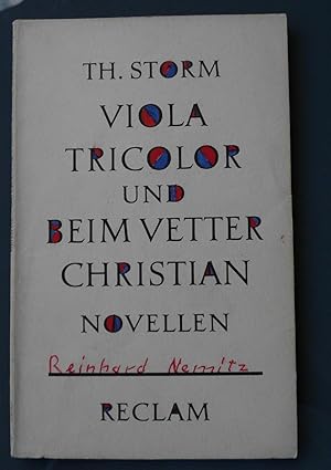 Bild des Verkufers fr Viola Tricolor - Beim Vetter Christian: Novellen, Mit einem Nachwort von Konrad Nussbcher zum Verkauf von Buchstube Tiffany